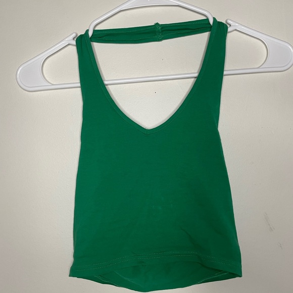 Two H&M Halter Cropped Top Green and Tan Small - Picture 4 of 4